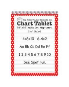 Top Notch Polka Dot Chart Tablets, 24in x 32in, 1 1/2in Ruled, Red, Pack Of 2