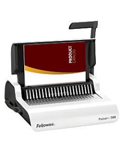 Fellowes Pulsar 300 Manual Comb Binding Machine, 300 Sheet Capacity, 5.1inH x 18.1inW x 15.4inD, White