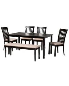 Baxton Studio Minette Dining Set, 29-3/16inH x 59-1/16inW x 35-7/16inD, Sand/Dark Brown