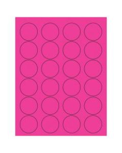 Office Depot Brand Labels, LL193PK, Circle, 1 5/8in, Fluorescent Pink, Case Of 2,400