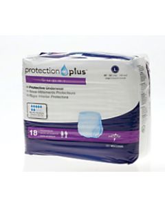 Protection Plus Super Protective Disposable Underwear, Large, 40 - 56in, White, Bag Of 18