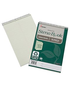 SKILCRAFT Steno Notebooks, 6in x 9in, Legal/Wide Ruled, 160 Pages (80 Sheets), 100% Recycled, Green, Pack Of 6 (AbilityOne 7530-01-611-6427)