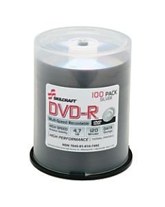 SKILCRAFT DVD-R Discs, Pack Of 100 (AbilityOne 7045-01-614-7492)