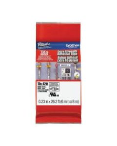 Brother P-touch Industrial TZe Tape Cartridges, Polyethylene, 1/4inW x 26 1/4L , White