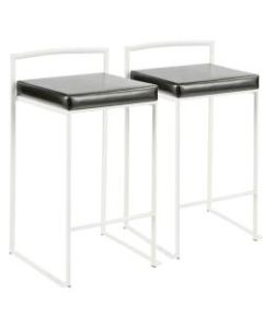 LumiSource Fuji Stacker Counter Stools, Black Seat/White Frame, Set of 2 Stools