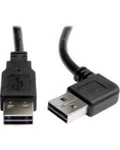 Tripp Lite 3ft USB 2.0 High Speed Reversible Connector Cable Right Angle Universal M/M - (Right / Left Angle Reversible A to Reversible A M/M) 3-ft.