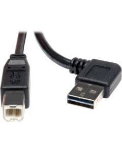 Tripp Lite 3ft USB 2.0 High Speed Cable Reversible Right / Left Angle A to B M/M - (Right / Left Angle Reversible A to B M/M) 3-ft.