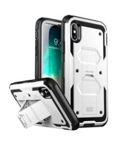 i-Blason Armorbox Carrying Case (Holster) Apple iPhone X Smartphone - White - Drop Resistant, Shock Absorbing, Scratch Resistant, Scrape Resistant - Polycarbonate Exterior, Thermoplastic Polyurethane (TPU) - Holster, Belt Clip