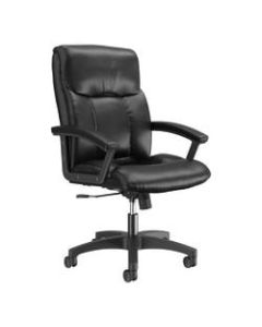 HON Ergonomic Bonded Leather Padded Loop Arm Executive Chair, Black