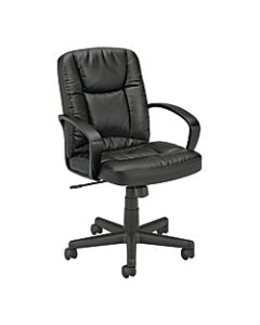 HON Executive Pneumatic Ergonomic Bonded Leather Mid-Back Chair, Black