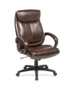 Lorell Ergonomic Bonded Leather High-Back Executive Chair, Brown