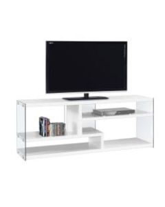 Monarch Specialties TV Stand, Glass, For Flat-Screen TVs Up To 60in, Glossy White