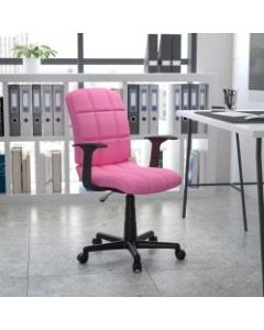 Flash Furniture Quilted Vinyl Mid-Back Swivel Task Chair, Pink/Black