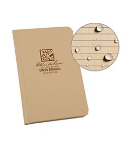 Rite in the Rain Hardcover Notebook, Pocket Size, 4 1/4in x 6 3/4in, Universal Rule, 160 Pages (80 Sheets), Tan