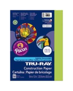 Tru-Ray Construction Paper, 50% Recycled, 9in x 12in Brilliant Lime, Pack Of 50