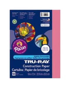 Tru-Ray Construction Paper, 50% Recycled, 9in x 12in, Shocking Pink, Pack Of 50