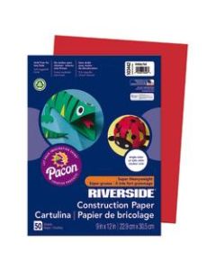 Riverside Groundwood Construction Paper, 100% Recycled, 9in x 12in, Holiday Red, Pack Of 50