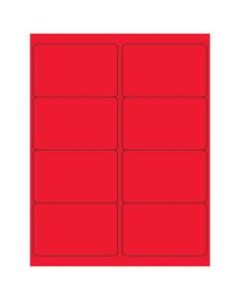 Office Depot Brand Labels, LL179RD, Rectangle, 4in x 2 1/2in, Fluorescent Red, Case Of 800
