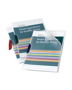 Office Depot Brand Translucent Front Report Covers With Swing Clip, Letter Size, Clear, Pack Of 5 Covers