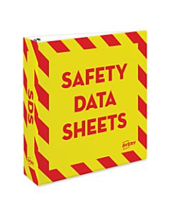 Avery Preprinted Safety Data Sheet 3-Ring Binder, 2in Rings, Yellow/Red