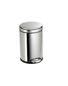simplehuman Round Stainless-Steel Step Trash Can, 1.2 Gallons, 12-1/10inH x 7-3/5inW x 10inD, Polished Stainless Steel
