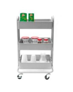 Mind Reader Whirl Heavy-Duty 3-Tier Metal Utility Cart, Silver