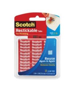 Scotch Reusable Adhesive Tabs, 1in x 1in, Pack Of 18