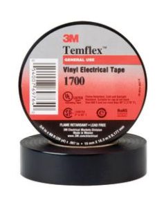 3M 1700 Electrical Tape, 1.5in Core, 0.75in x 60ft, Black, Case Of 20