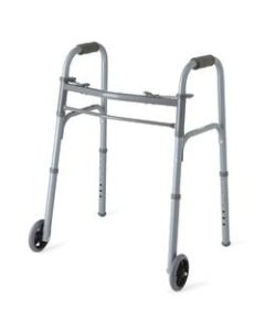 Medline Adjustable Folding 2-Button Walkers, Junior, Gray, Case Of 4