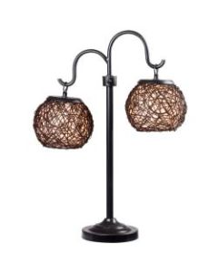 Kenroy Castillo Outdoor Table Lamp, 29inH, Cream Shade/Bronze Base