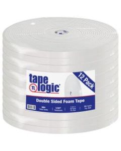 Tape Logic Double-Sided Foam Tape, 3in Core, 1in x 216ft, White, Case Of 12