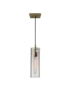 Adesso Dalton Hanging Pendant, 4-1/4inW, Clear Shade/Antique Brass Base