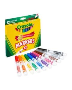 Crayola Broad Line Markers, Assorted Classic And Bright Colors, Box Of 12