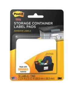 Post-it Removable Storage Container Labels, 2800-SC, 2 3/4in x 3 1/2in, White, Pack Of 10