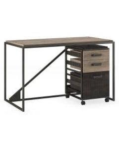 Bush Furniture Refinery Industrial Desk With 3 Drawer Mobile File Cabinet, 50inW, Rustic Gray/Charred Wood, Standard Delivery