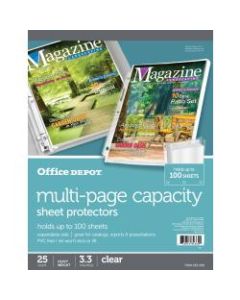 Office Depot Brand Multi-Page Capacity Sheet Protectors, 8-1/2in x 11in, Clear, Pack Of 25