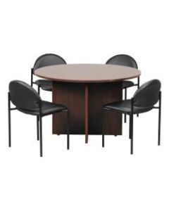 Boss Office Products Conference Table with 4 Chairs, Mahogany/Black