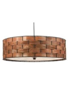 Kenroy Shaker Hanging Pendant Lamp, 3-Light, Brown Shade, Black Base