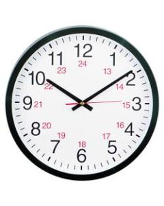 Universal 24-Hour Round Wall Clock, 12 5/8in, Black