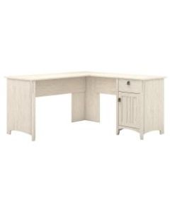 Bush Furniture Salinas L Shaped Desk with Storage, Antique White, Standard Delivery