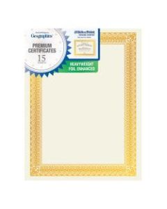 Geographics Foil Certificates, 8-1/2in x 11in, Rome Gold, Pack Of 15