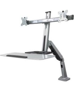 Manhattan 461443 Desk Mount for Monitor, Keyboard - Black, Silver - 2 Display(s) Supported27in Screen Support - 17.64 lb Load Capacity - 100 x 100 VESA Standard