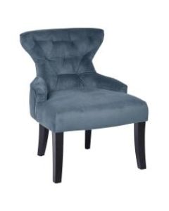 Ave Six Curves Hourglass Accent Chair, Atlantic Blue Velvet/Dark Espresso
