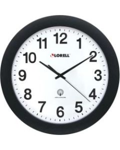 Lorell 12in Round Radio Controlled Wall Clock, Black