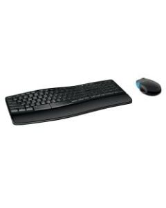 Microsoft Sculpt Comfort Wireless Keyboard & Mouse, Contoured/Curved Full Size Keyboard, Black, Ambidextrous Laser Mouse