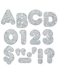 TREND Ready Letters, Casual Uppercase, 3in, Silver Sparkle, Pack Of 141
