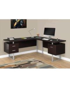 Monarch Specialties L-Shaped Corner Computer Desk With 2 Drawers, Cappuccino