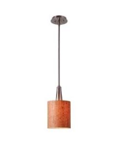 Kenroy Bulletin 1-Light Mini Hanging Pendant, Natural Cork Shade/Brushed Steel Base