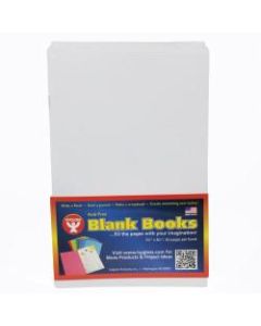 Hygloss Mighty Brights Paperback Blank Books, 5in x 8in, 32 Pages (16 Sheets), White, Pack Of 20
