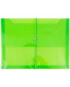 JAM Paper Plastic Booklet Envelope, Letter-Size, 9 3/4in x 13in, Bungee Closure, Lime Green